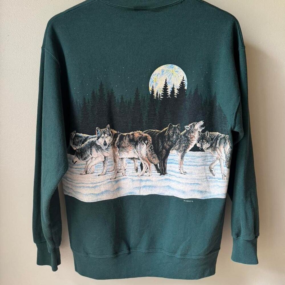 Signal Sports Forest Wolf Graphic Crewneck Sweatshirt - Dark Green - Picture 2 of 8